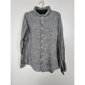 CP Shades Womens XS Button-Up Linen Long Sleeve Shirt Black Long Sleeve New $187